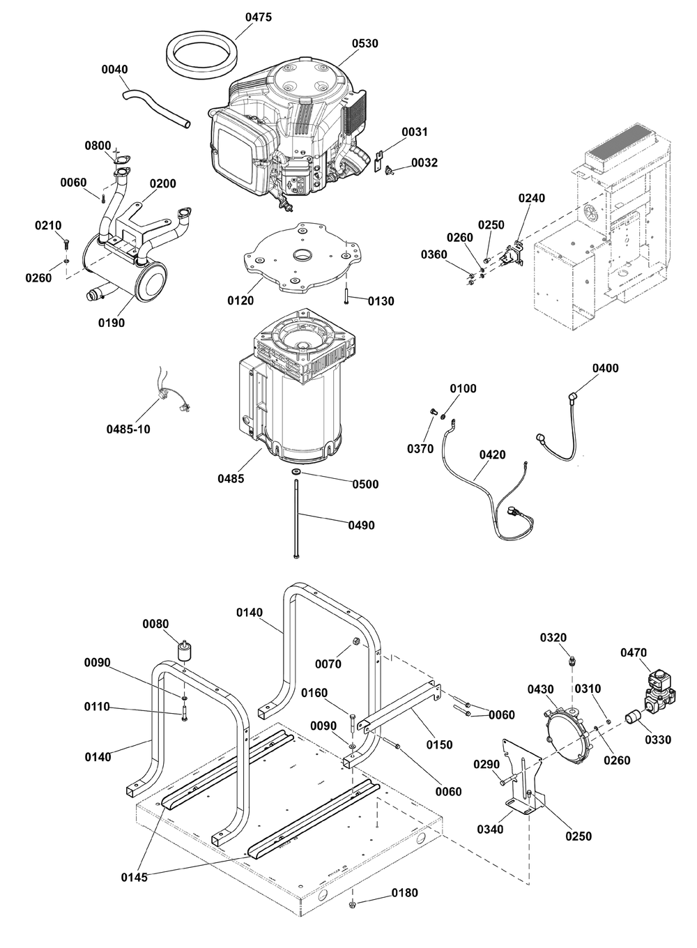 Power Group Diagram and Parts List for 040628-01  Briggs and Stratton Generator